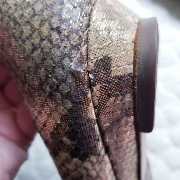 Loeffler Randall snakskin flats metallic embossed - Picture 6 of 10